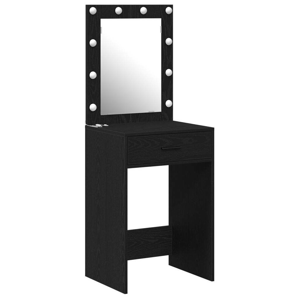 vidaXL Make-uptafel met LED-verlichting - Zwart Eiken 50x41x135 cm