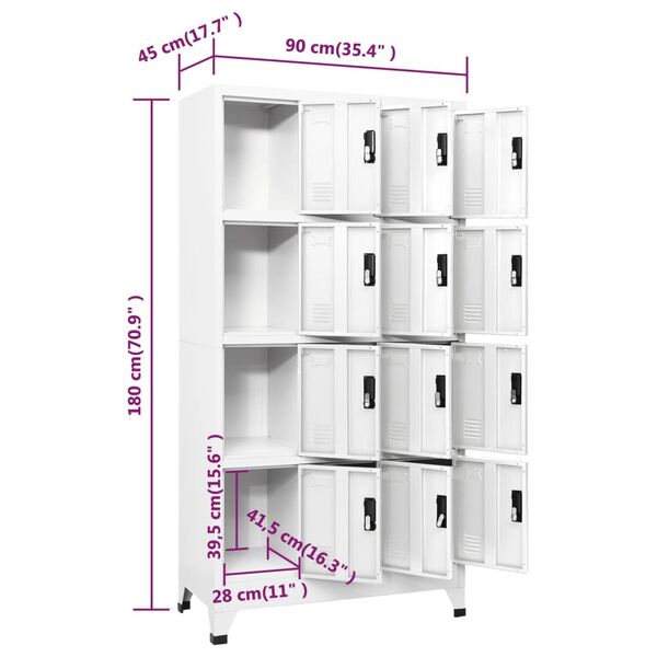 vidaXL Lockerkast 90x45x180 cm staal wit