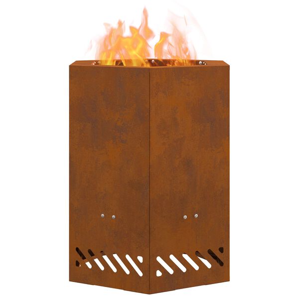 vidaXL Rookloze Vuurkorf zeshoekig 38x38x51 cm cortenstaal