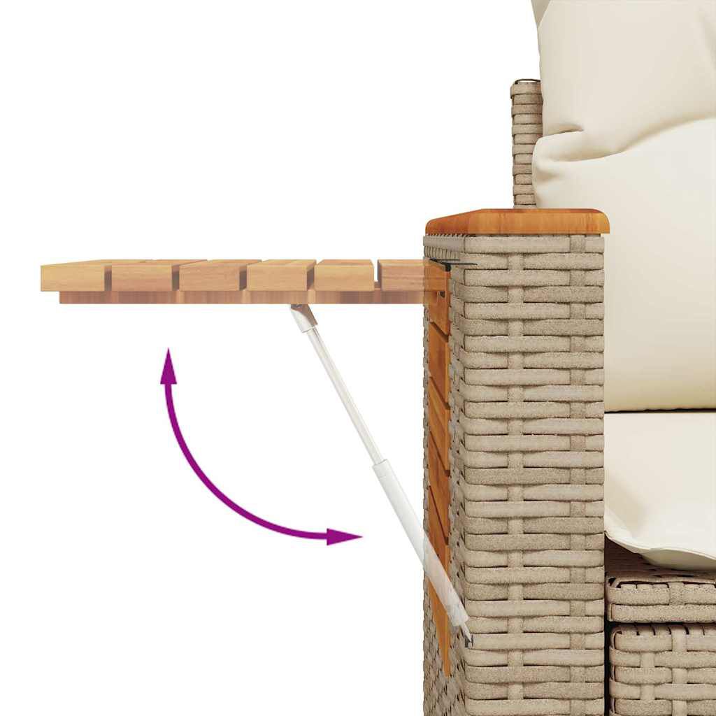 vidaXL 8-delige Loungeset met kussens poly rattan acacia beige