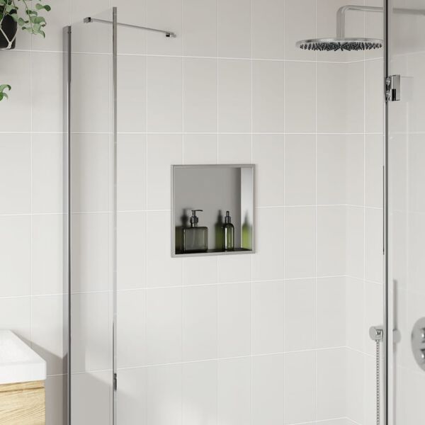 vidaXL Douchenis 32x32x9 cm roestvrijstaal geborsteld zilverkleurig