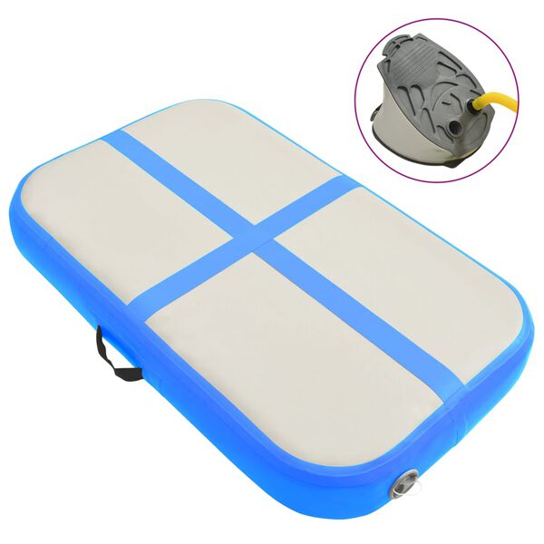 vidaXL Gymnastiekmat met pomp opblaasbaar 60x100x10 cm PVC blauw
