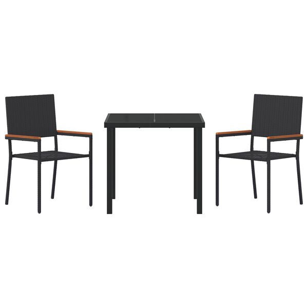 vidaXL 5-delige Tuin Eettafel Set Zwart Poly Rattan