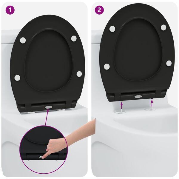 vidaXL Quick Release Toiletseat met Soft Close Duroplast Zwart