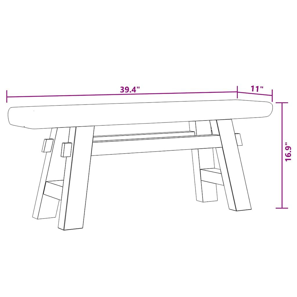 vidaXL Bank 100x28x43 cm gemengd gerecycled hout en massief teakhout