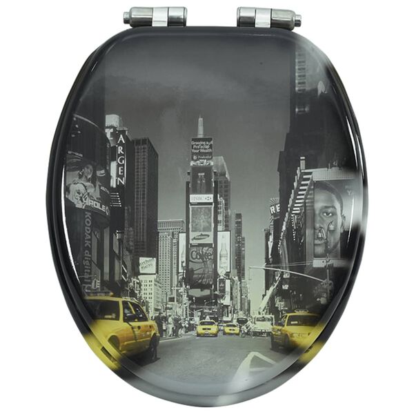 vidaXL Toiletbril met soft-close deksel New York MDF