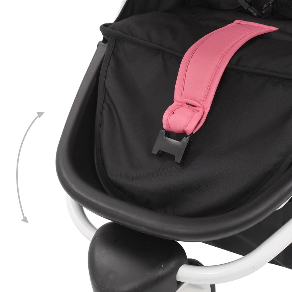 vidaXL Kinderwagen met 3 wielen roze en zwart