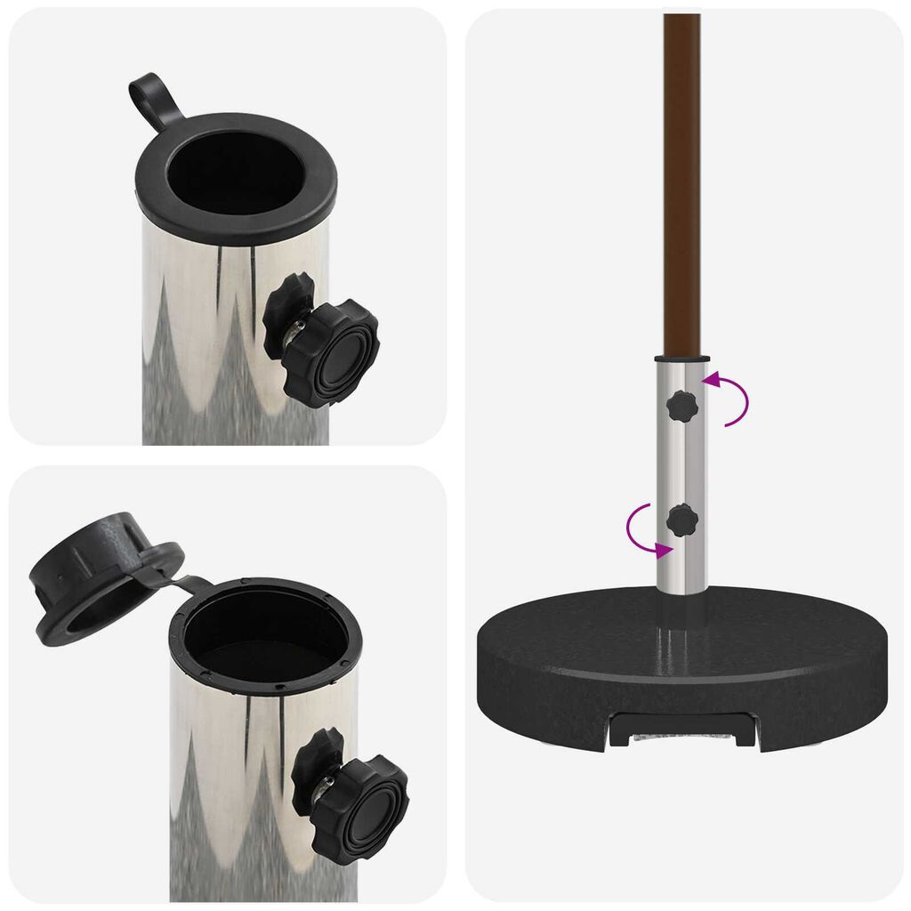 vidaXL Parasolvoet met Wielen en Handvat - Zwart Graniet, 29 kg Rond