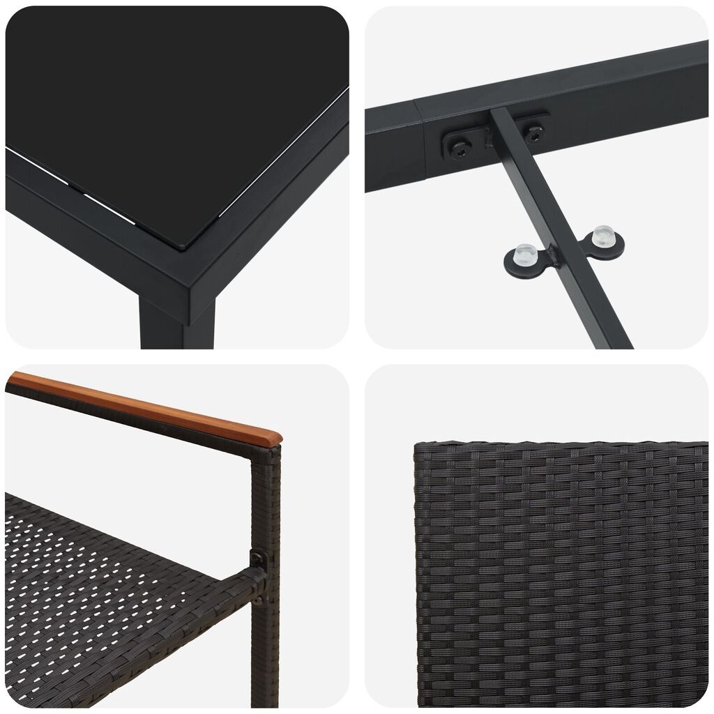 vidaXL 5-delige Tuin Eettafel Set Zwart Poly Rattan