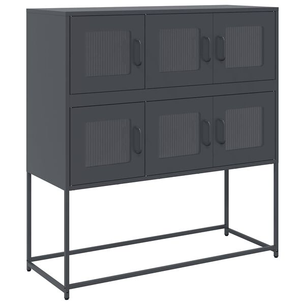 vidaXL Dressoir 100,5x39x107 cm koudgewalst staal antracietkleurig