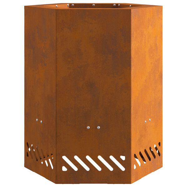vidaXL Rookloze Vuurkorf zeshoekig 38x38x51 cm cortenstaal