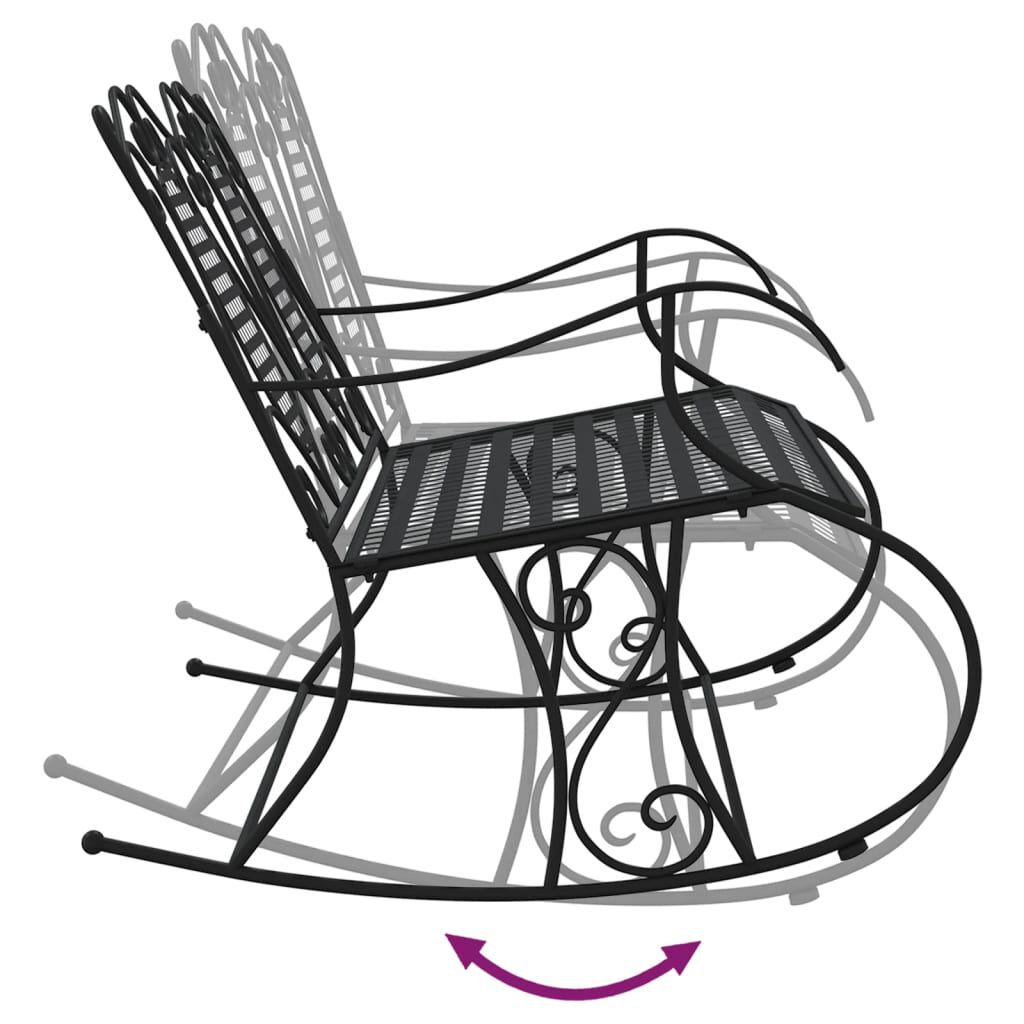 vidaXL Schommelbank 2-zits 113 cm staal zwart