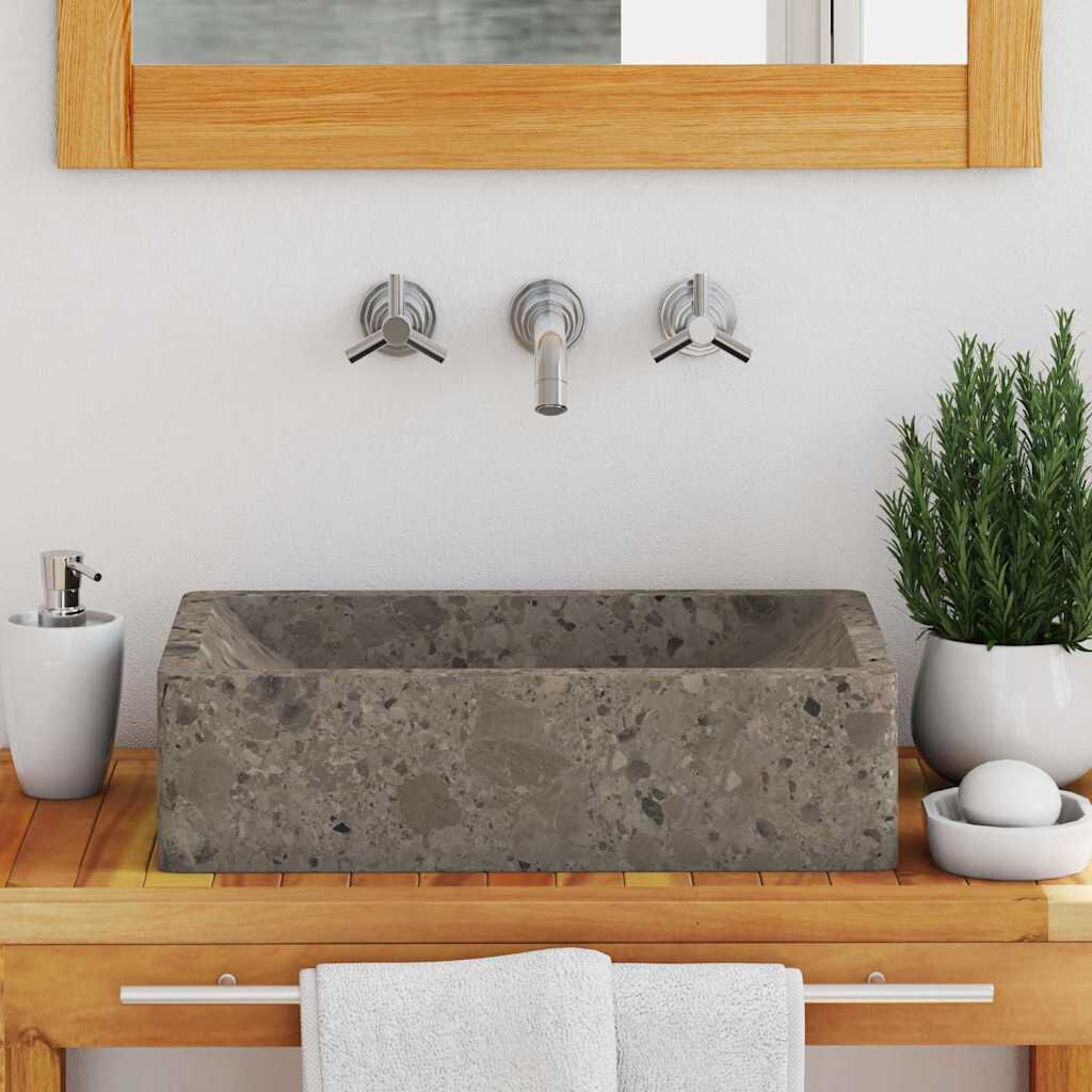 vidaXL Gootsteen 45x30x12 cm marmer hoogglans grijs