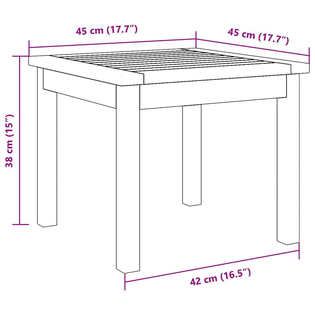 vidaXL Bijzettafel 45x45x38 cm massief acaciahout
