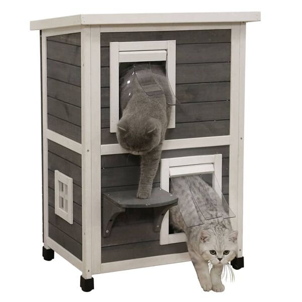 Kerbl Kattenhuis voor buiten Family 57x55x80 cm grijs en wit