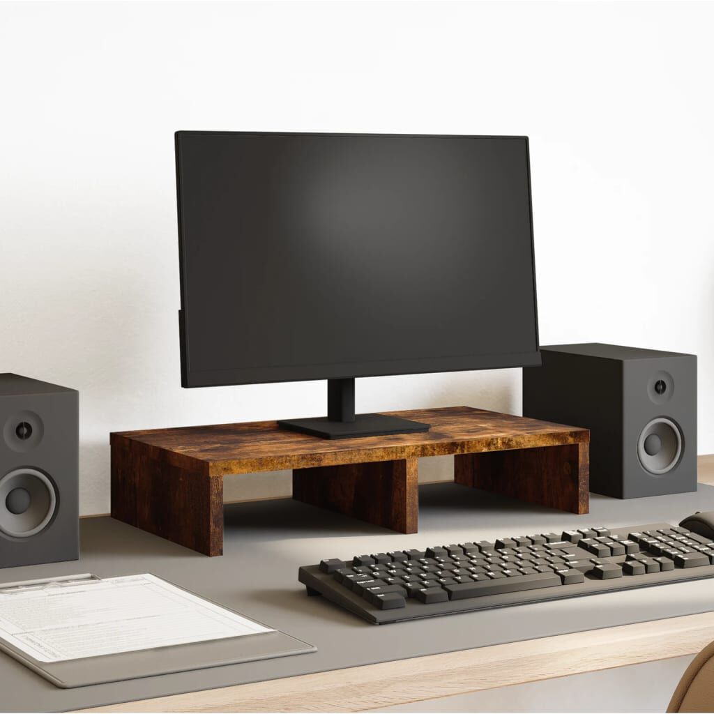 vidaXL Monitorstandaard 50x27x10 cm bewerkt hout gerookt eikenkleurig