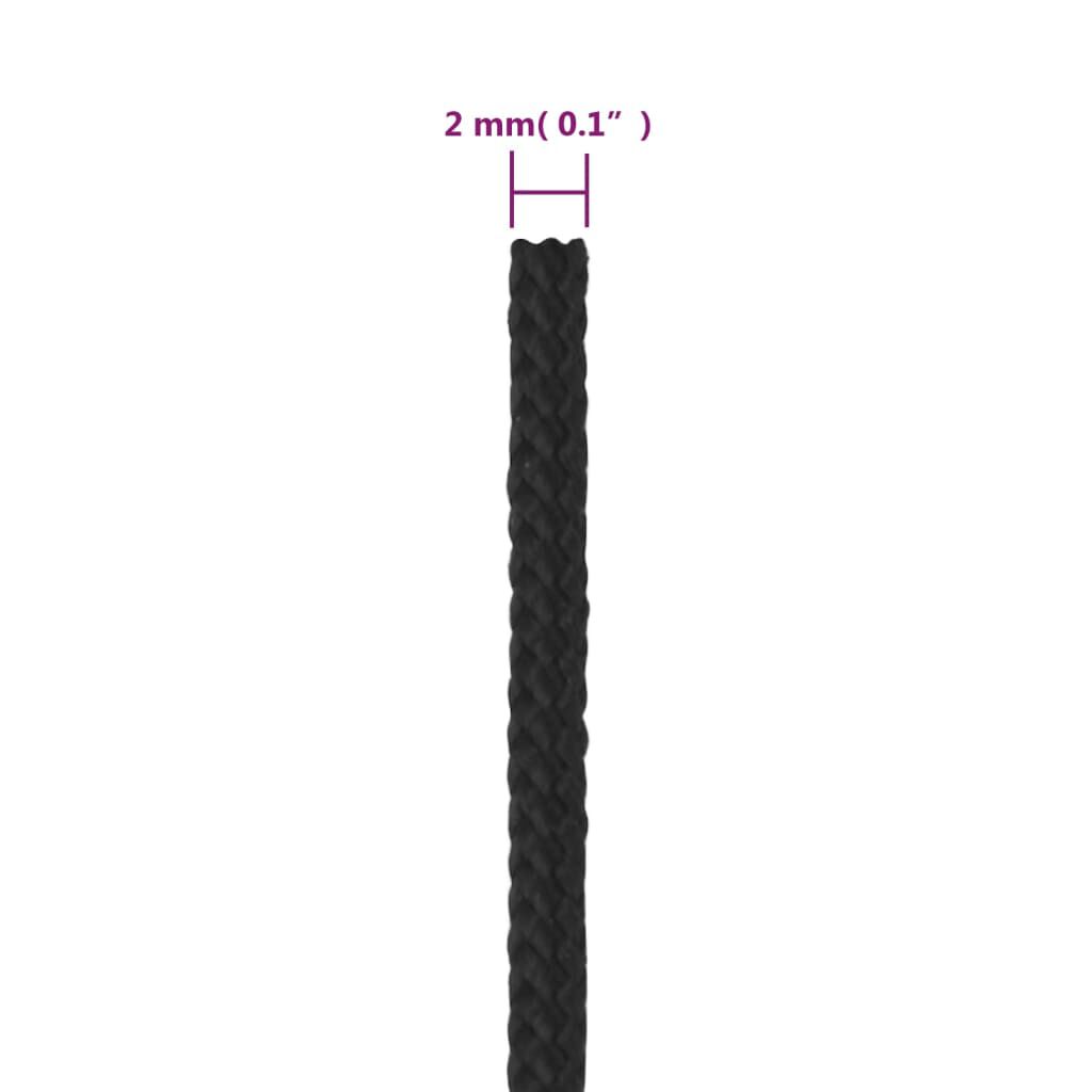 vidaXL Boottouw 2 mm 25 m polypropeen zwart