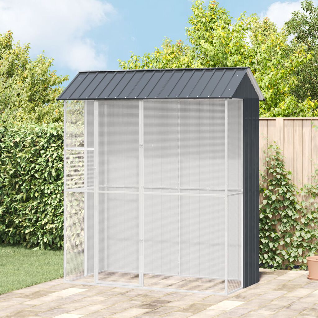 vidaXL Vogelkooi Anthraciet 215x110x247 cm Staal