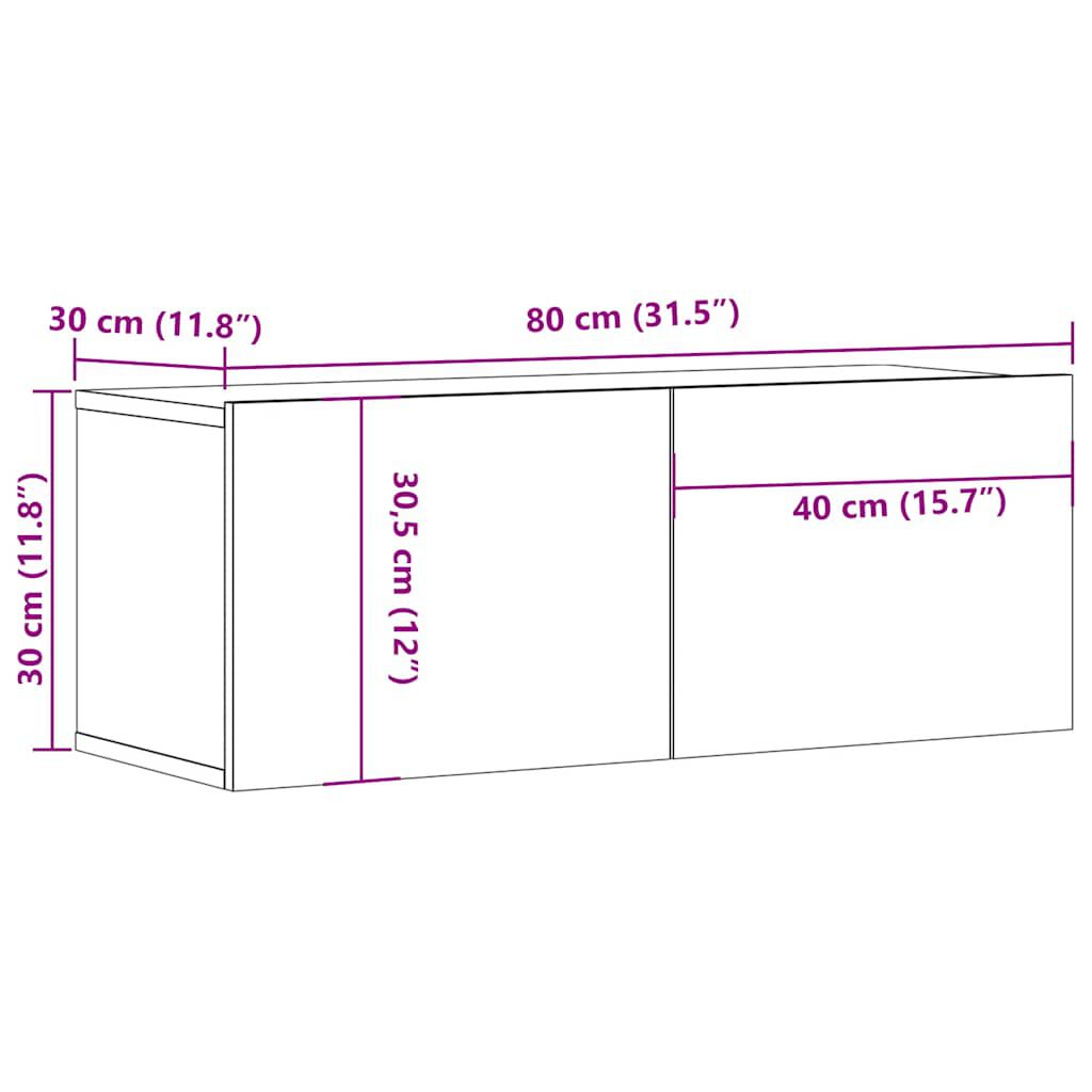 vidaXL Tv-meubelen 2 st 80x30x30 cm bewerkt hout zwart