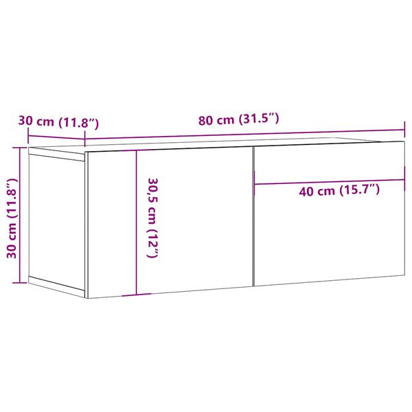vidaXL Tv-meubelen 2 st 80x30x30 cm bewerkt hout zwart