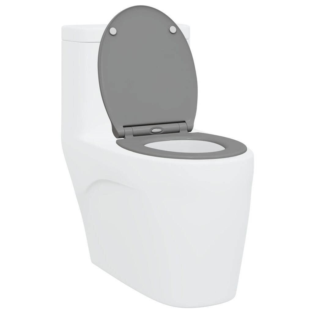 vidaXL Snelle Bevestiging Toiletzitting met Zachte Sluiting Duroplast Grijs