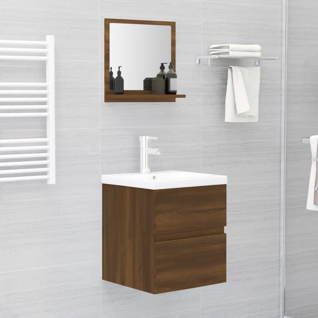 vidaXL Badkamerspiegel 40x10,5x37 cm bewerkt hout bruin eikenkleur
