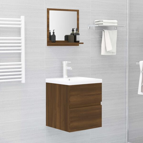 vidaXL Badkamerspiegel 40x10,5x37 cm bewerkt hout bruin eikenkleur