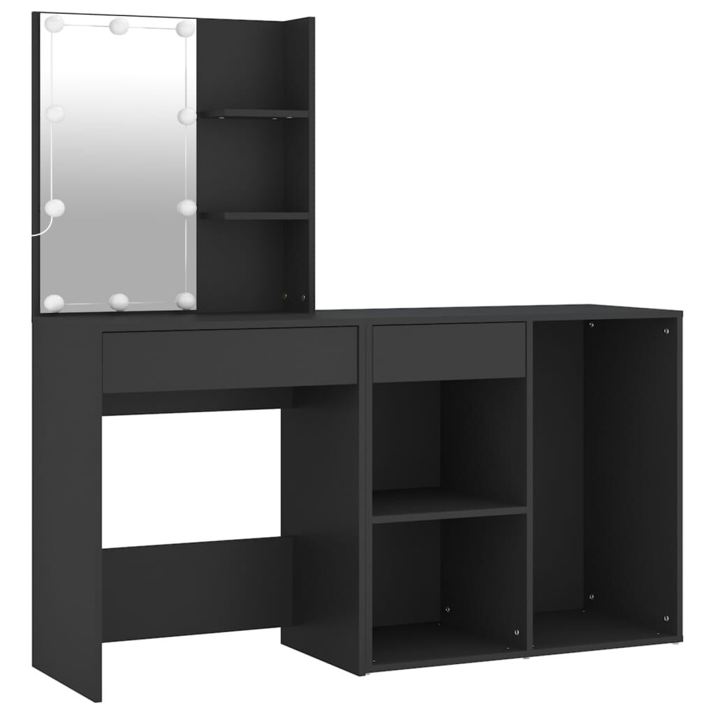vidaXL Kaptafel met kastje LED bewerkt hout zwart