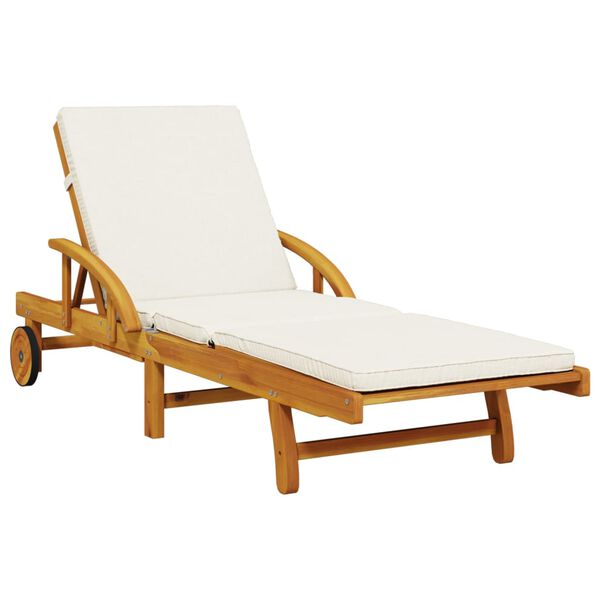 vidaXL Ligbed met kussen en tafel massief acaciahout