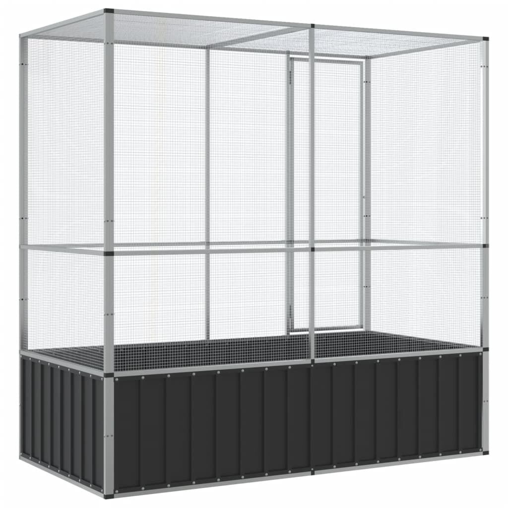 vidaXL Volière 210,5x107x212 m staal zilverkleurig