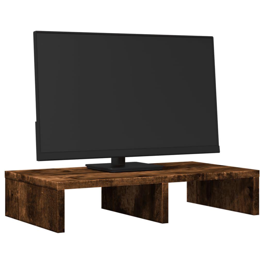 vidaXL Monitorstandaard 50x27x10 cm bewerkt hout gerookt eikenkleurig