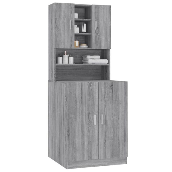 vidaXL Wasmachinekast bewekrt hout grijs sonoma eikenkleurig