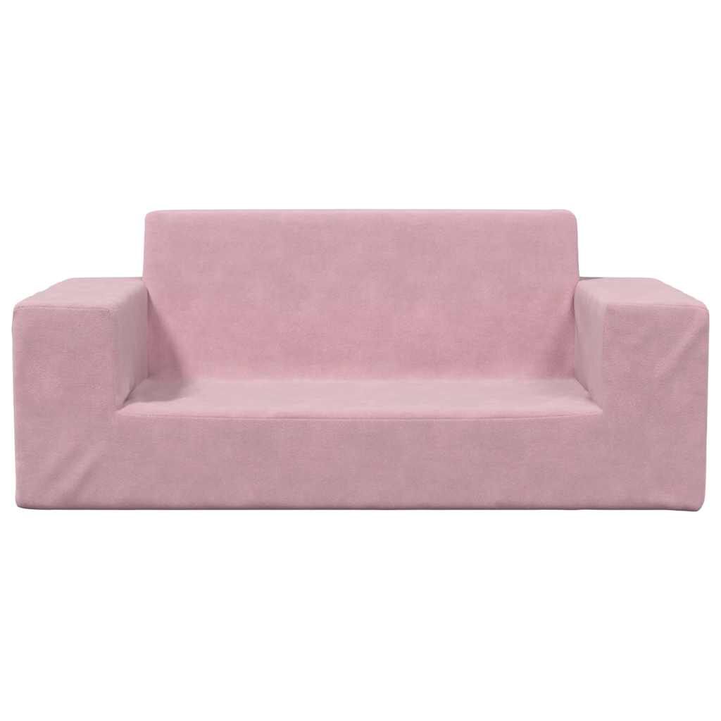 vidaXL Kinderbank 2-zits zacht pluche roze