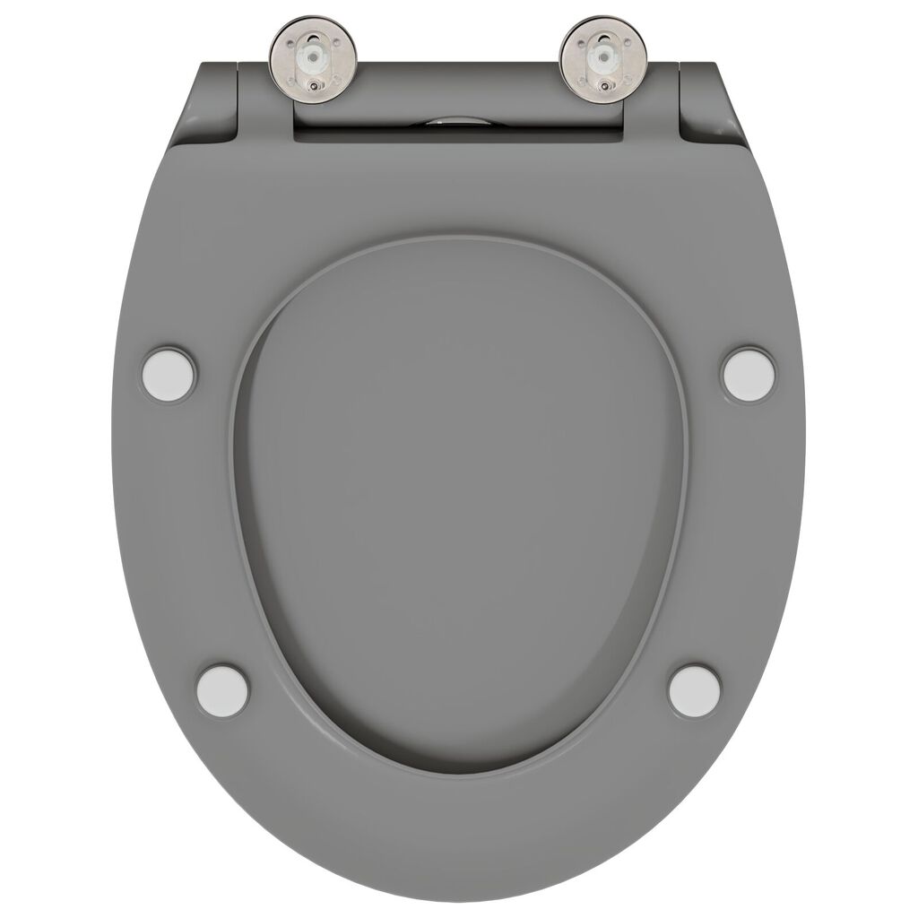 vidaXL Snelle Bevestiging Toiletzitting met Zachte Sluiting Duroplast Grijs