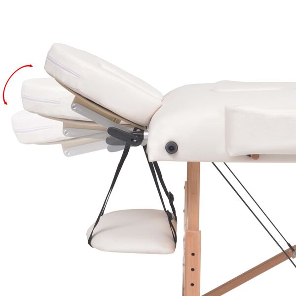 vidaXL Massagetafel- en krukset inklapbaar 3 zones 10 cm dik wit