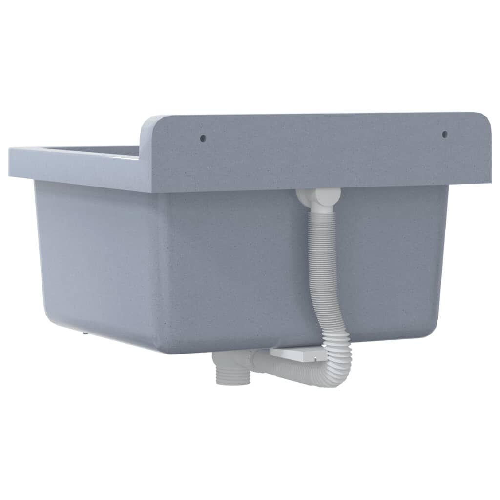 vidaXL Wasbak wandgemonteerd 40x40x24 cm hars grijs