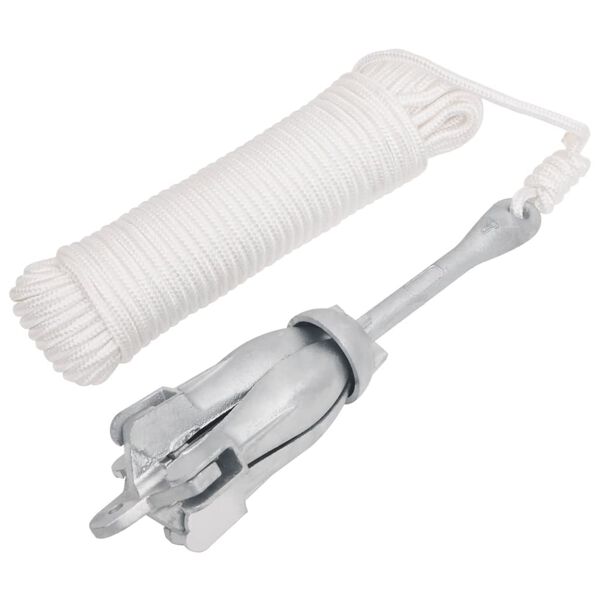 vidaXL Anker met touw inklapbaar 4 kg thermisch verzinkt gietijzer
