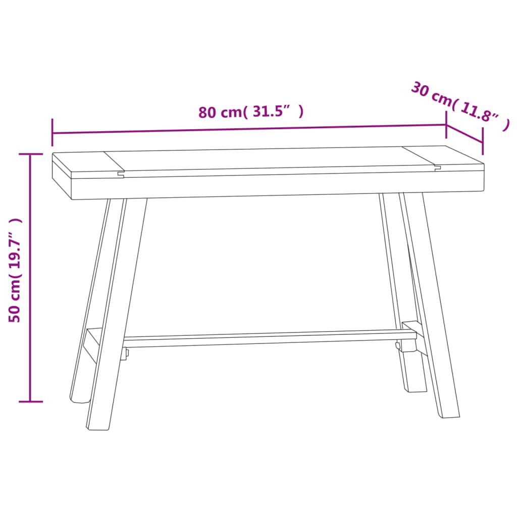 vidaXL Bankje 80 cm massief teakhout