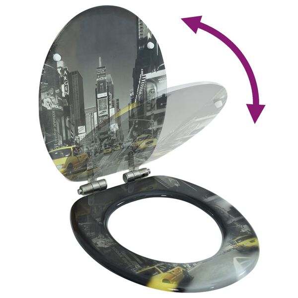 vidaXL Toiletbril met soft-close deksel New York MDF