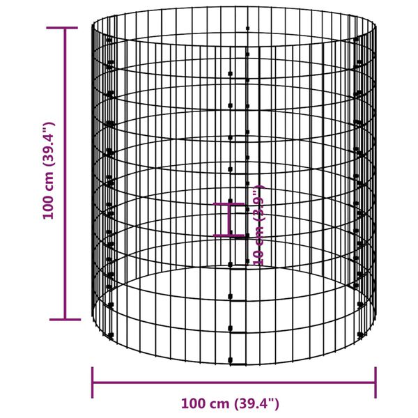 vidaXL Gabion paal rond Ø100x100 cm gegalvaniseerd staal