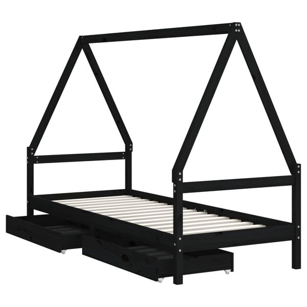 vidaXL Kinderbedframe 80x200 cm massief grenenhout zwart